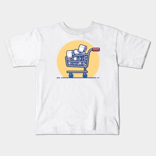 Trolley with toilet paper roll cartoon Kids T-Shirt